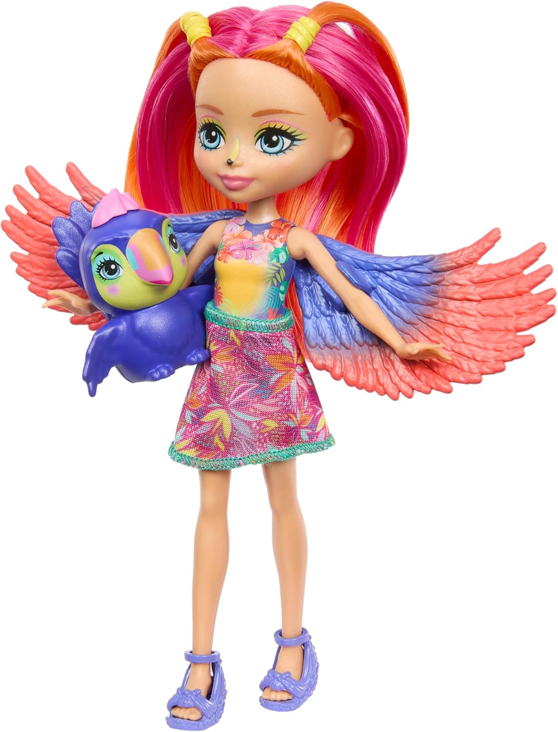 Mattel Enchantimals Слънчев плаж - Трипи Тукан и кукла с павилион и домашен любимец (HRX83)