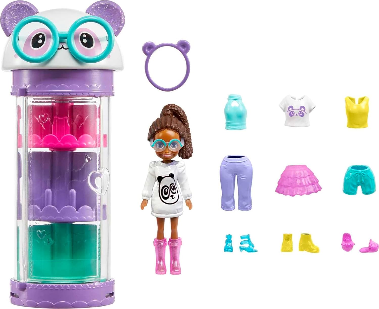 Mattel Polly Pocket - Гардероб с кутии за мода на тема панда (HKW05)