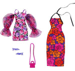 Mattel Barbie - Oblačilni komplet s cvetličnim motivom in dodatki (HJT35)