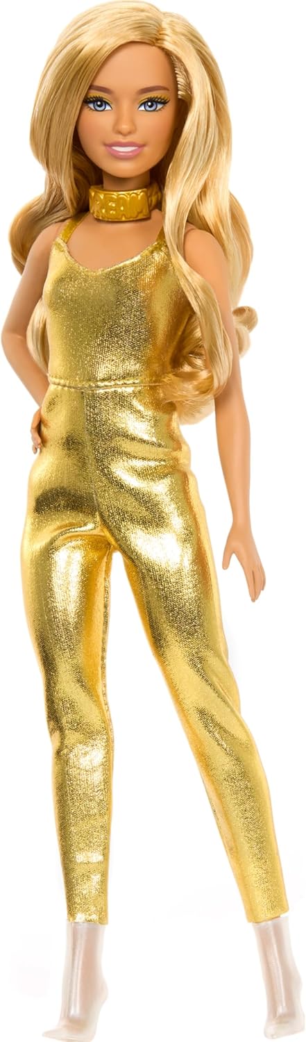 Barbie Fashionistas Petite v zlatem kombinezonu – 65. obletnica
