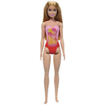 Mattel Barbie: Plaža - Lutka z blond lasmi v roza kopalkah z motivom palme (HPV19)