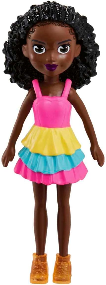 Mattel Polly Pocket - Лятна модна кукла с тъмен тен (HKV84)