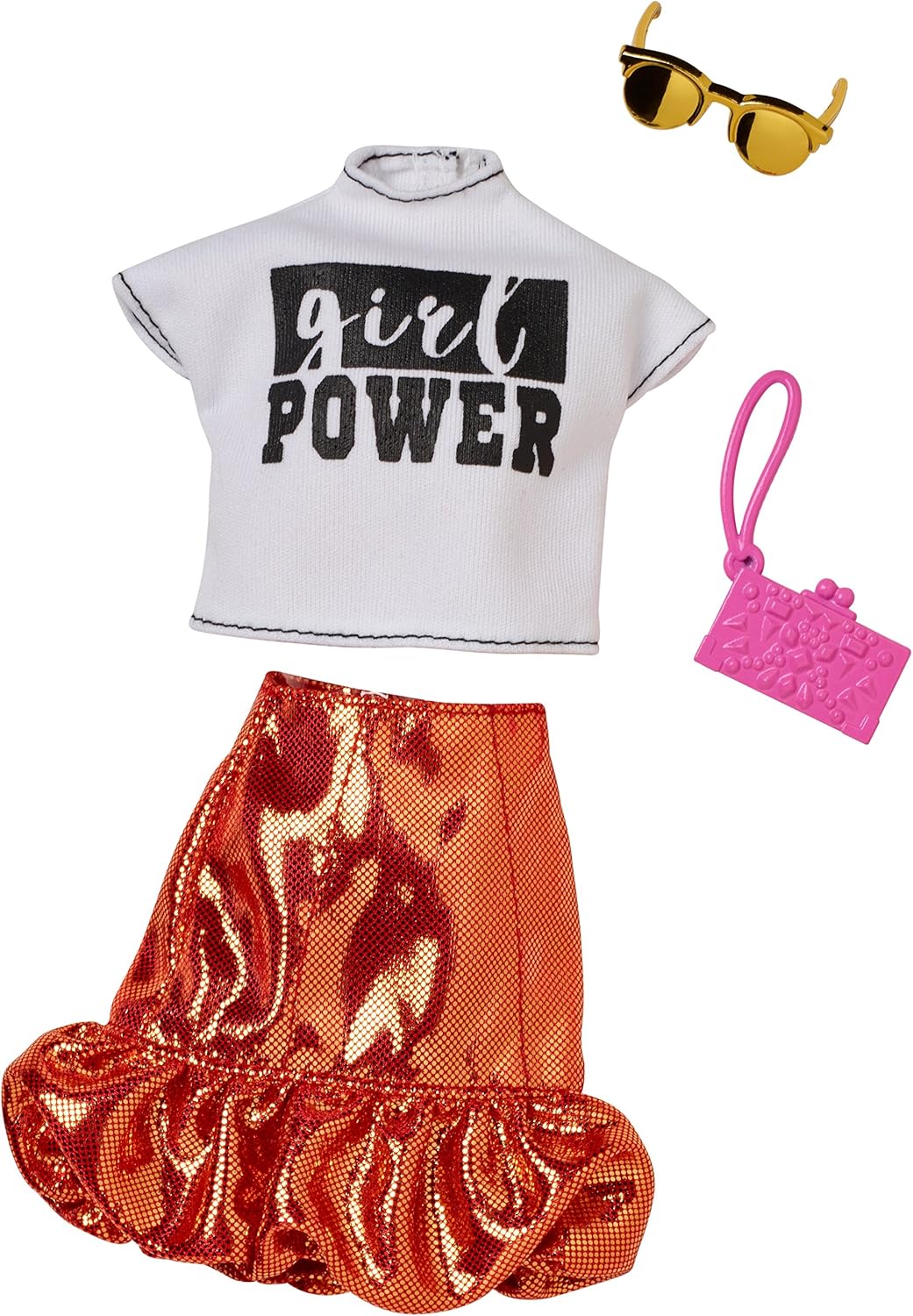 Mattel Barbie моден комплект за нощ - тениска girl power (FLP78)