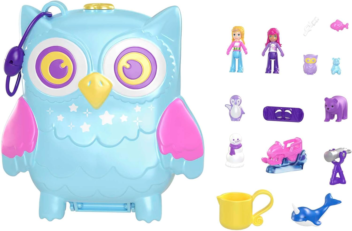 Mattel Polly Pocket: Пижамено парти - Снежна нощувка Бухал Compact (HKV37)