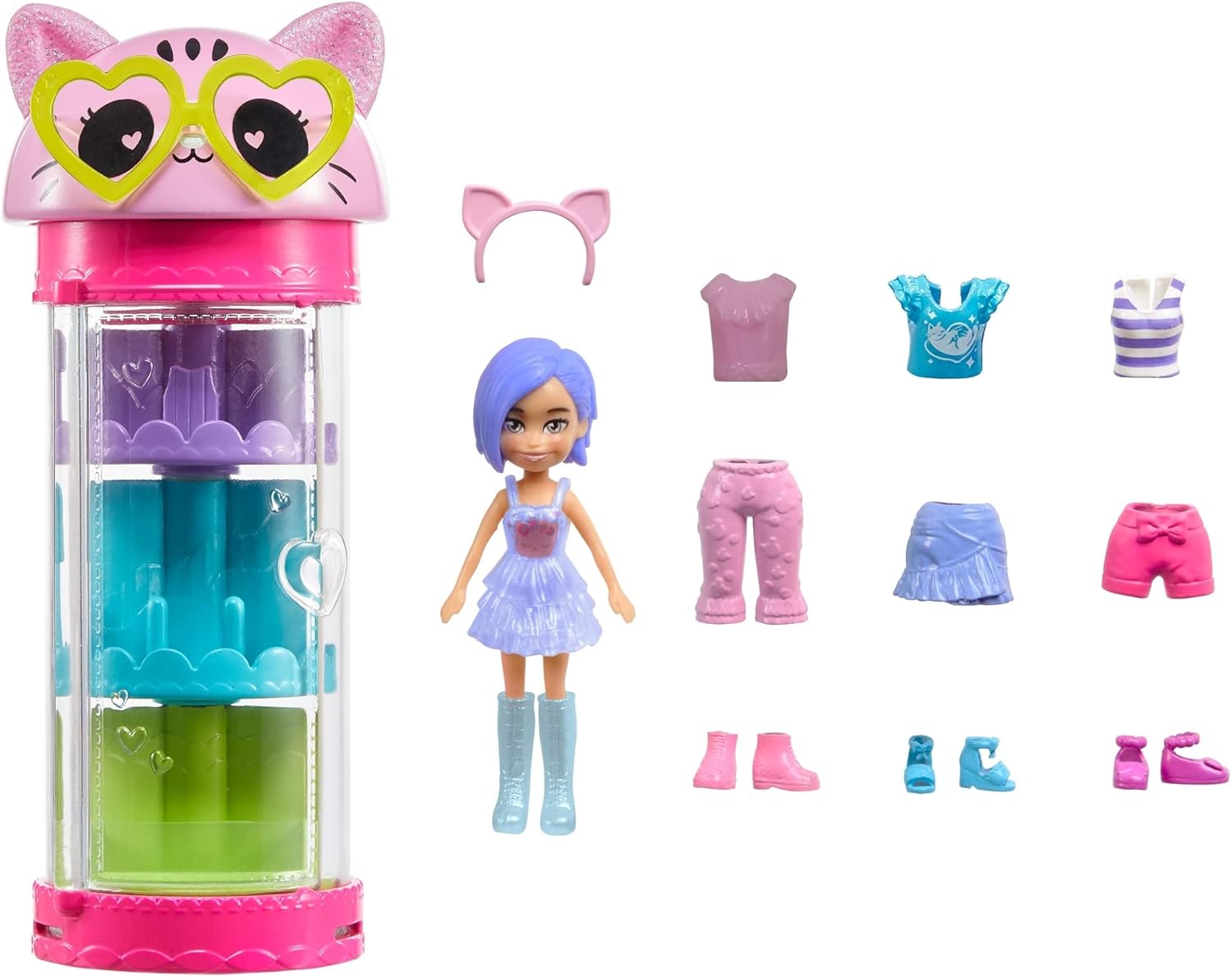 Mattel Polly Pocket - Гардероб за мода с тема коте (HKW07)
