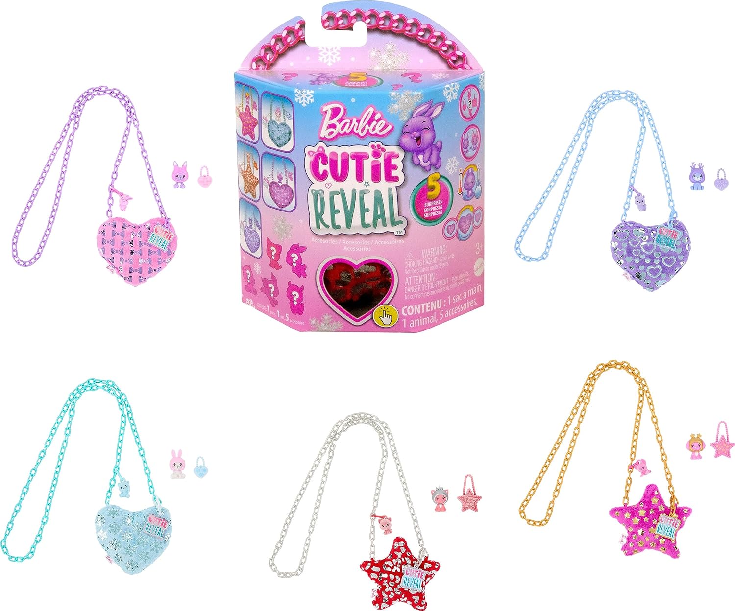 Mattel Barbie: Cutie Reveal - Лилава сърце чанта и аксесоари (HKR37)