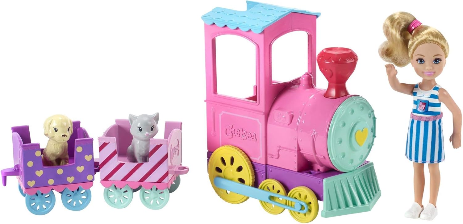 Barbie Chelsea Choo-Choo влак с кукла, цветен комплект за игра с аксесоари (FRL86)